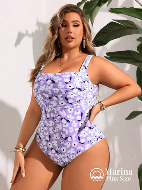 Maiô Floral Drapeado Lateral Alça Larga Plus Size Maiô Floral Drapeado Lateral Alça Larga Plus Size