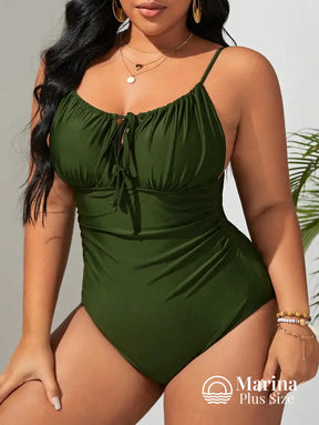 Maiô Franzido Amarração Frontal Efeito Modelador Plus Size Maiô Franzido Amarração Frontal Efeito Modelador Plus Size