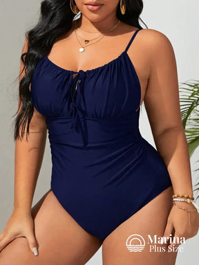 Maiô Franzido Amarração Frontal Efeito Modelador Plus Size Maiô Franzido Amarração Frontal Efeito Modelador Plus Size