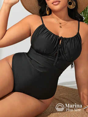 Maiô Franzido Amarração Frontal Efeito Modelador Plus Size Maiô Franzido Amarração Frontal Efeito Modelador Plus Size