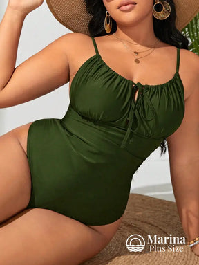 Maiô Franzido Amarração Frontal Efeito Modelador Plus Size Maiô Franzido Amarração Frontal Efeito Modelador Plus Size