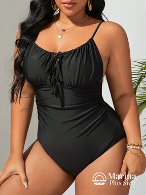 Maiô Franzido Amarração Frontal Efeito Modelador Plus Size Maiô Franzido Amarração Frontal Efeito Modelador Plus Size