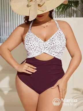 Maiô Poá Recorte Frontal Alças Cruzadas Plus Size Maiô Poá Recorte Frontal Alças Cruzadas Plus Size