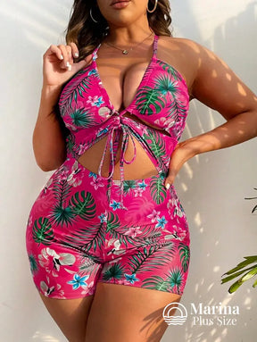 Maiô Recorte Frontal E Amarração Central Plus Size Rosa Choque / G Maiô Recorte Frontal E Amarração Central Plus Size