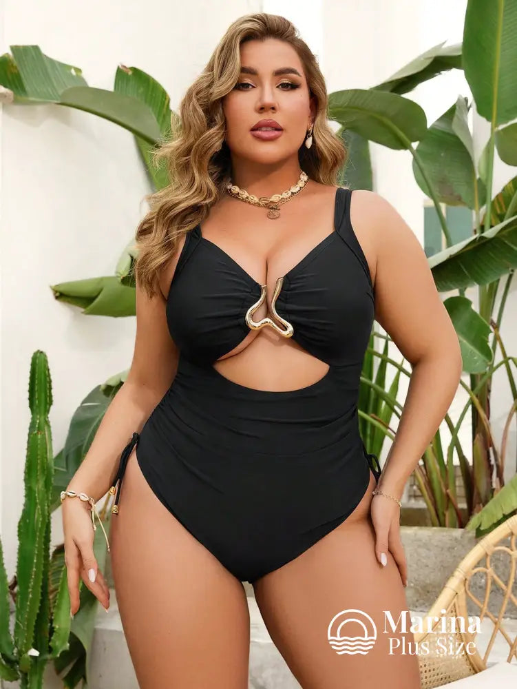 Maiô Recortes Aviamento Central Sustentação Plus Size Maiô Recortes Aviamento Central Sustentação Plus Size