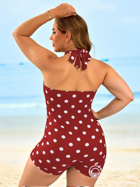 Maiô Retrô Poá Shorts Embutido Decote Transpassado Plus Size Maiô Retrô Poá Shorts Embutido Decote Transpassado Plus