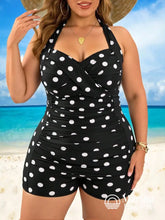 Maiô Retrô Poá Shorts Embutido Decote Transpassado Plus Size Preto / G Maiô Retrô Poá Shorts Embutido Decote