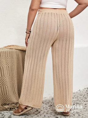 Saída De Praia Calça Pantalona Crochê Cordão Plus Size Saída De Praia Calça Pantalona Crochê Cordão Plus Size