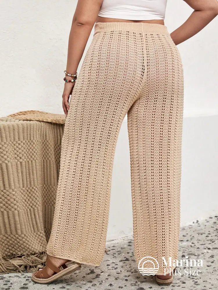 Saída De Praia Calça Pantalona Crochê Cordão Plus Size Saída De Praia Calça Pantalona Crochê Cordão Plus Size