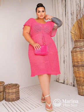 Saída De Praia Curta Crochê Caimento Leve Plus Size Saída De Praia Curta Crochê Caimento Leve Plus Size
