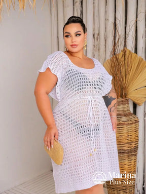 Saída De Praia Curta Crochê Caimento Leve Plus Size Saída De Praia Curta Crochê Caimento Leve Plus Size