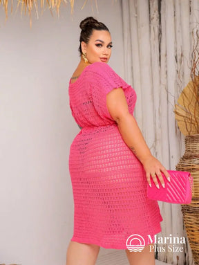 Saída De Praia Curta Crochê Caimento Leve Plus Size Saída De Praia Curta Crochê Caimento Leve Plus Size