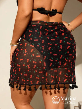 Saída De Praia Curta Pareô Tassels Plus Size Saída De Praia Curta Pareô Tassels Plus Size