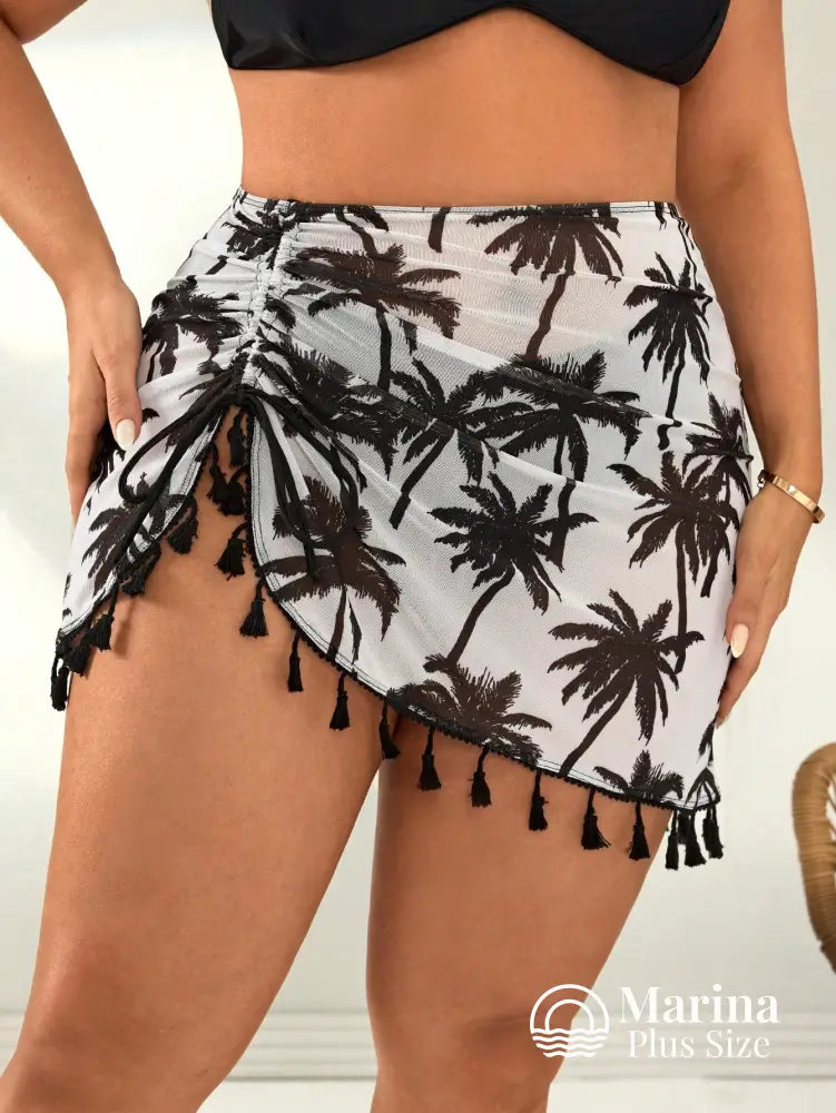 Saída De Praia Curta Pareô Tassels Plus Size Saída De Praia Curta Pareô Tassels Plus Size