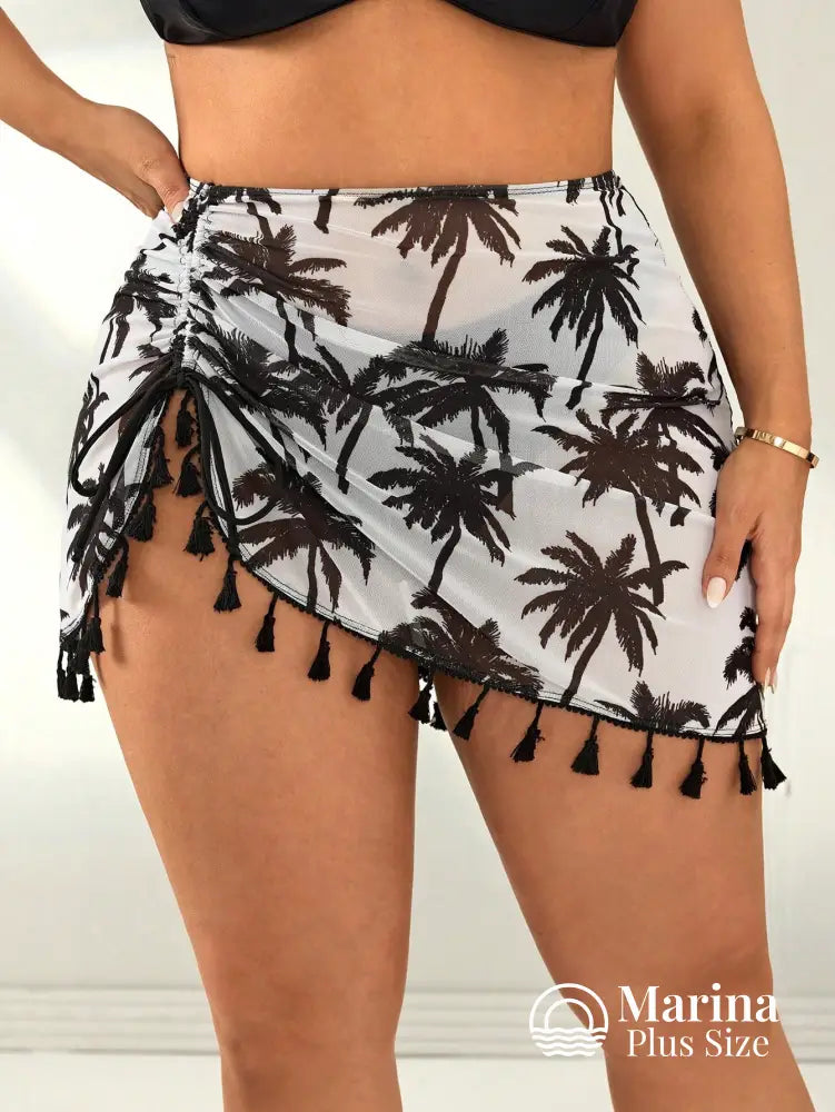 Saída De Praia Curta Pareô Tassels Plus Size Branco / G Saída De Praia Curta Pareô Tassels Plus Size
