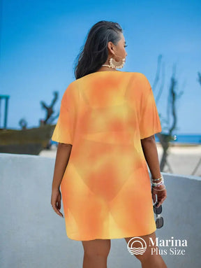 Saída De Praia Curta Sheer Estampa Floral Plus Size Saída De Praia Curta Sheer Estampa Floral Plus Size
