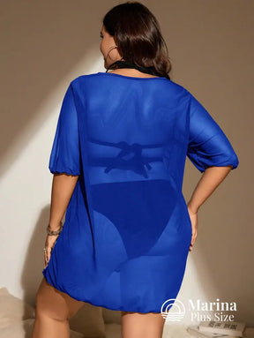 Saída De Praia Curta Tule Transparente Fendas Plus Size Saída De Praia Curta Tule Transparente Fendas Plus Size