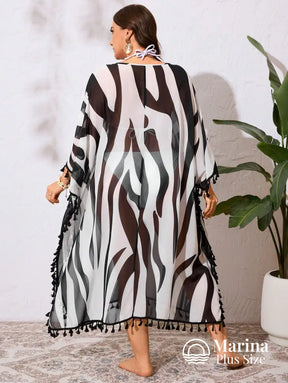 Saída De Praia Longa Kaftan Animal Print Plus Size Saída De Praia Longa Kaftan Animal Print Plus Size