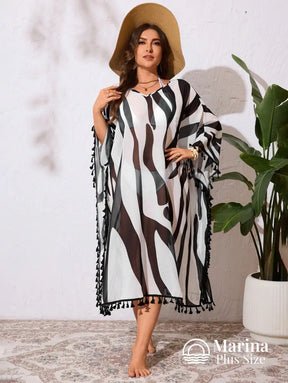 Saída De Praia Longa Kaftan Animal Print Plus Size Saída De Praia Longa Kaftan Animal Print Plus Size