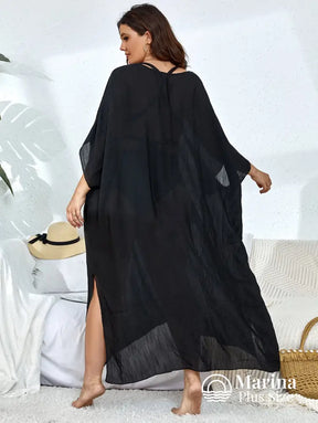 Saída De Praia Longa Kaftan Caimento Solto Plus Size Saída De Praia Longa Kaftan Caimento Solto Plus Size
