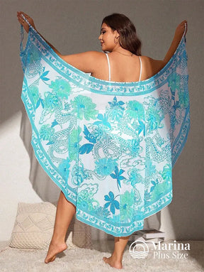 Saída De Praia Longa Pareô Estampa Floral Suave Plus Size Saída De Praia Longa Pareô Estampa Floral Suave Plus Size