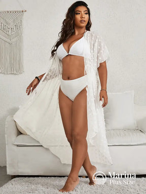 Saída De Praia Longa Poá Amarração Frontal Plus Size Saída De Praia Longa Poá Amarração Frontal Plus Size