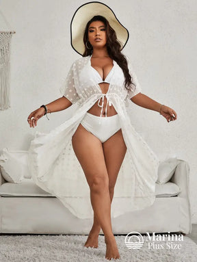 Saída De Praia Longa Poá Amarração Frontal Plus Size Saída De Praia Longa Poá Amarração Frontal Plus Size