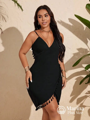 Saída De Praia Pareô Semicircular Tassels Plus Size Saída De Praia Pareô Semicircular Tassels Plus Size