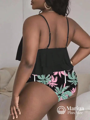 Tankini Babados Camadas Estilo Tropical Plus Size Tankini Babados Camadas Estilo Tropical Plus Size
