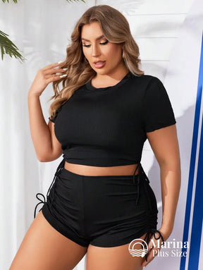 Tankini Esportivo Cropped Amarração Lateral Plus Size Tankini Esportivo Cropped Amarração Lateral Plus Size